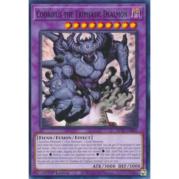 Yu-Gi-Oh TCG MP22-EN046 C Coordius the Triphasic Dealmon Effect Fusion Monster