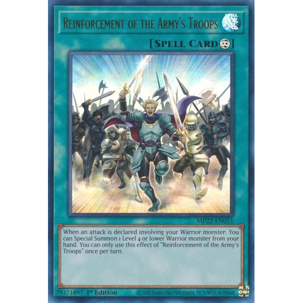 Yu-Gi-Oh TCG MP22-EN051 UR Reinforcement of the Army's Troops Continuous Spell