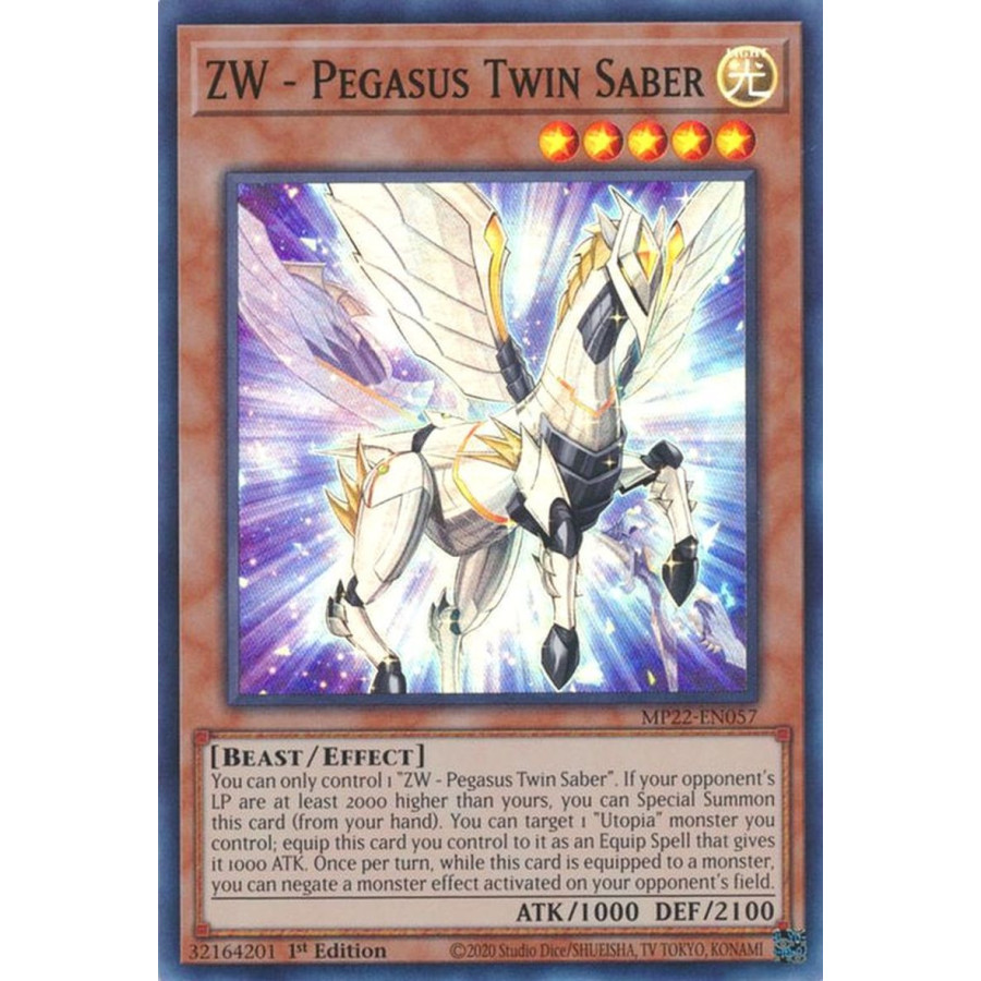 Yu-Gi-Oh TCG MP22-EN057 SR ZW - Pegasus Twin Saber Effect Monster