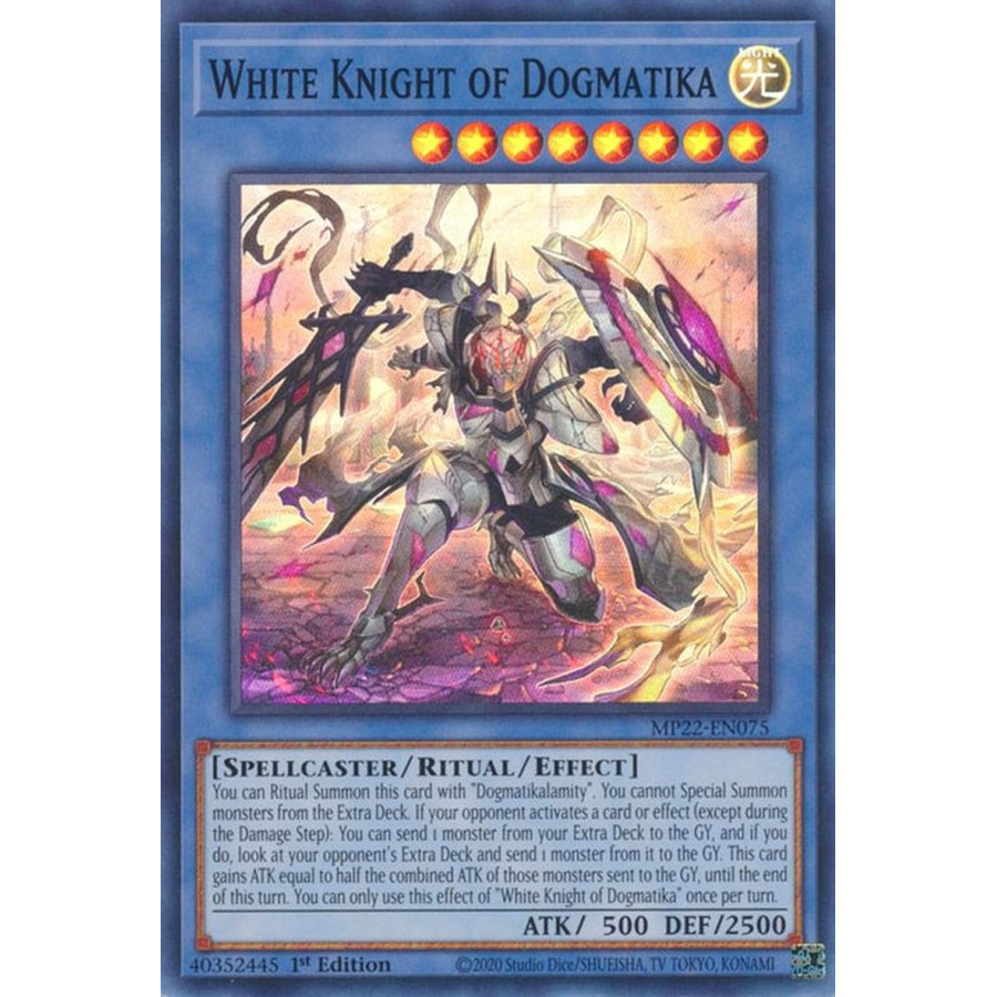 Yu-Gi-Oh TCG MP22-EN075 SR White Knight of Dogmatika Effect Ritual Monster