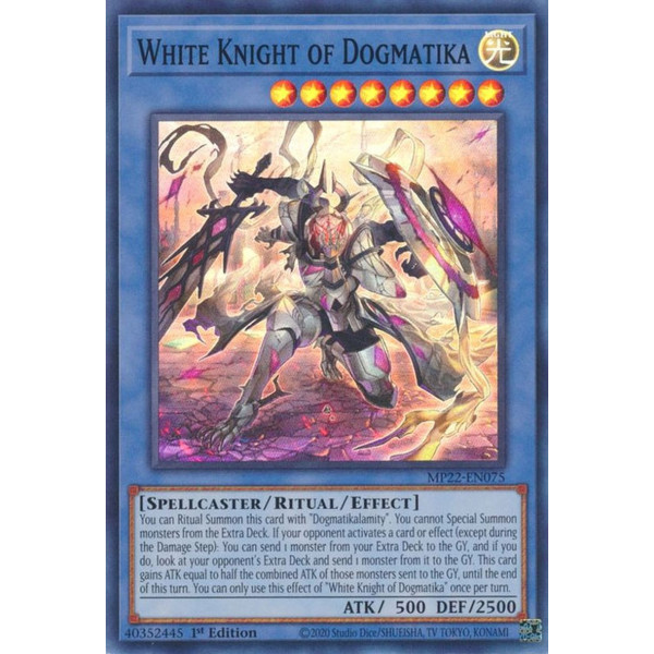 Yu-Gi-Oh TCG MP22-EN075 SR White Knight of Dogmatika Effect Ritual Monster