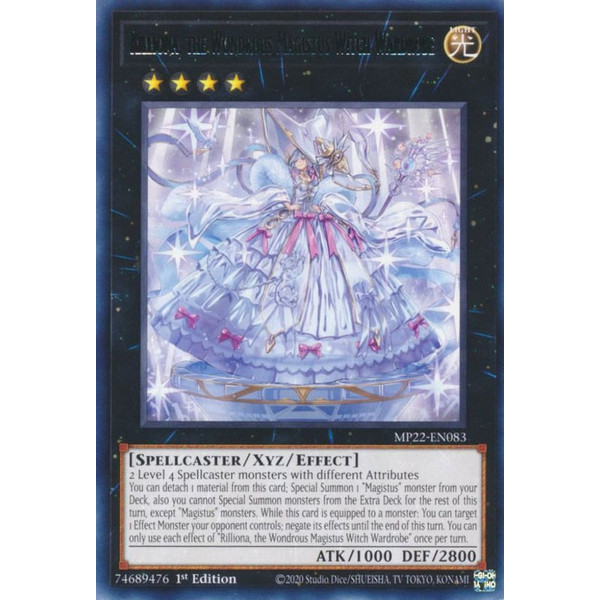 Yu-Gi-Oh TCG MP22-EN083 R Rilliona, the Wondrous Magistus Witch Wardrobe Effect Xyz Monster