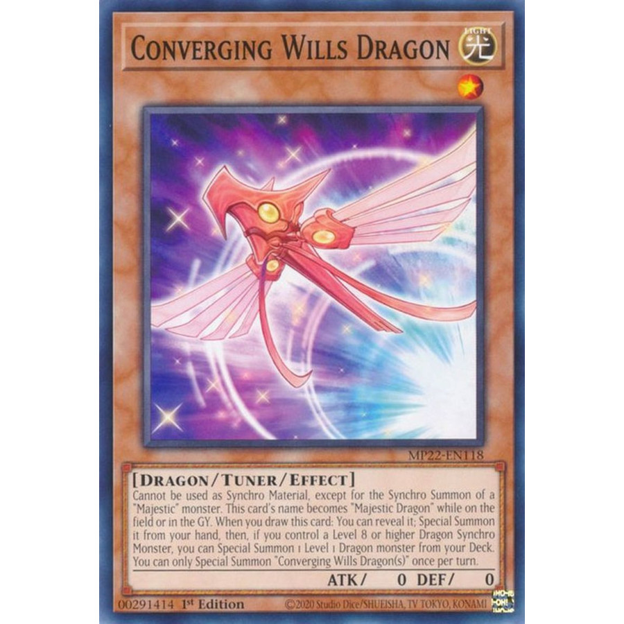 Yu-Gi-Oh TCG MP22-EN118 C Converging Wills Dragon Effect Tuner monster