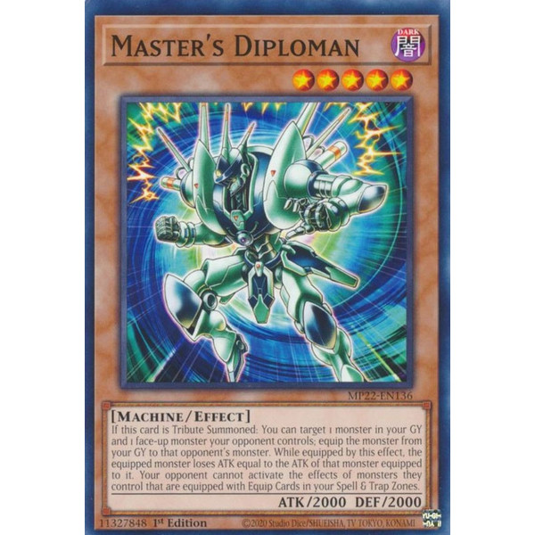 Yu-Gi-Oh TCG MP22-EN136 C Master's Diploman Effect Monster