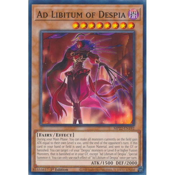 Yu-Gi-Oh TCG MP22-EN192 C Ad Libitum of Despia Effect Monster