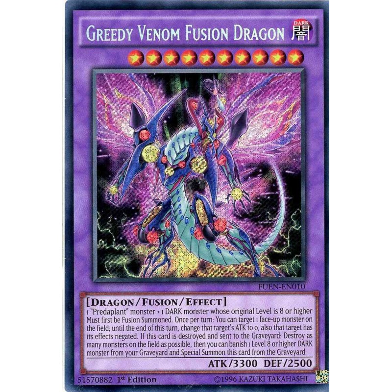 Yugioh Greedy Venom Fusion Dragon FUEN-EN010 Secret Rare Mint Condition
