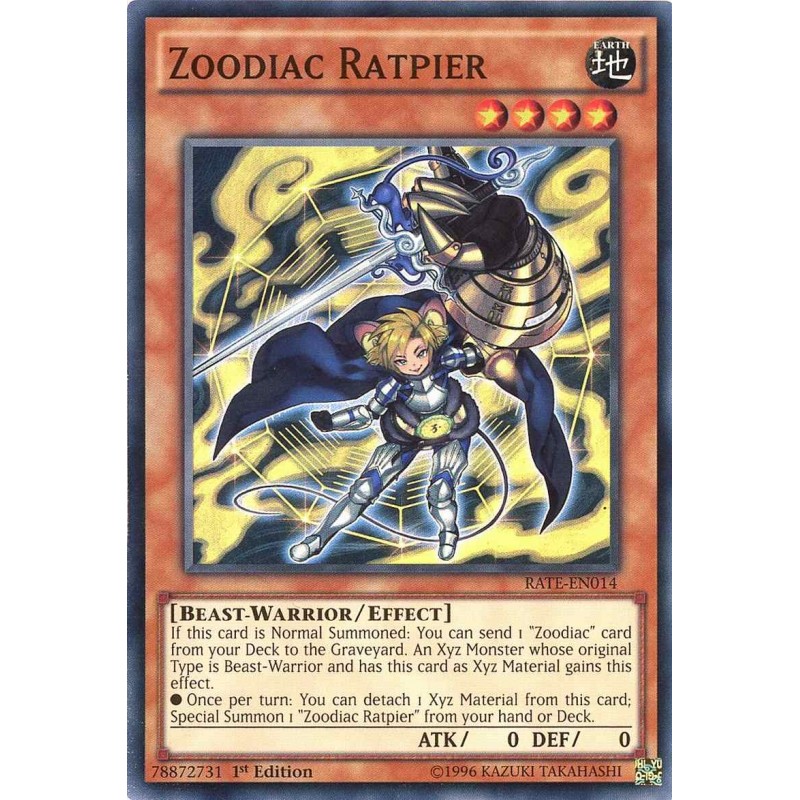 Unlimited Edition Card 3x Yugioh RATE-EN014 Zoodiac Ratpier Super Rare