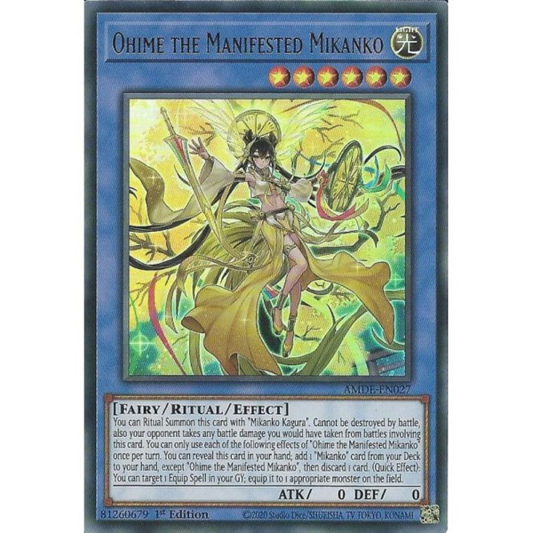 Yu-Gi-Oh TCG AMDE-EN027 UR Ohime the Manifested Mikanko Amazing Defenders