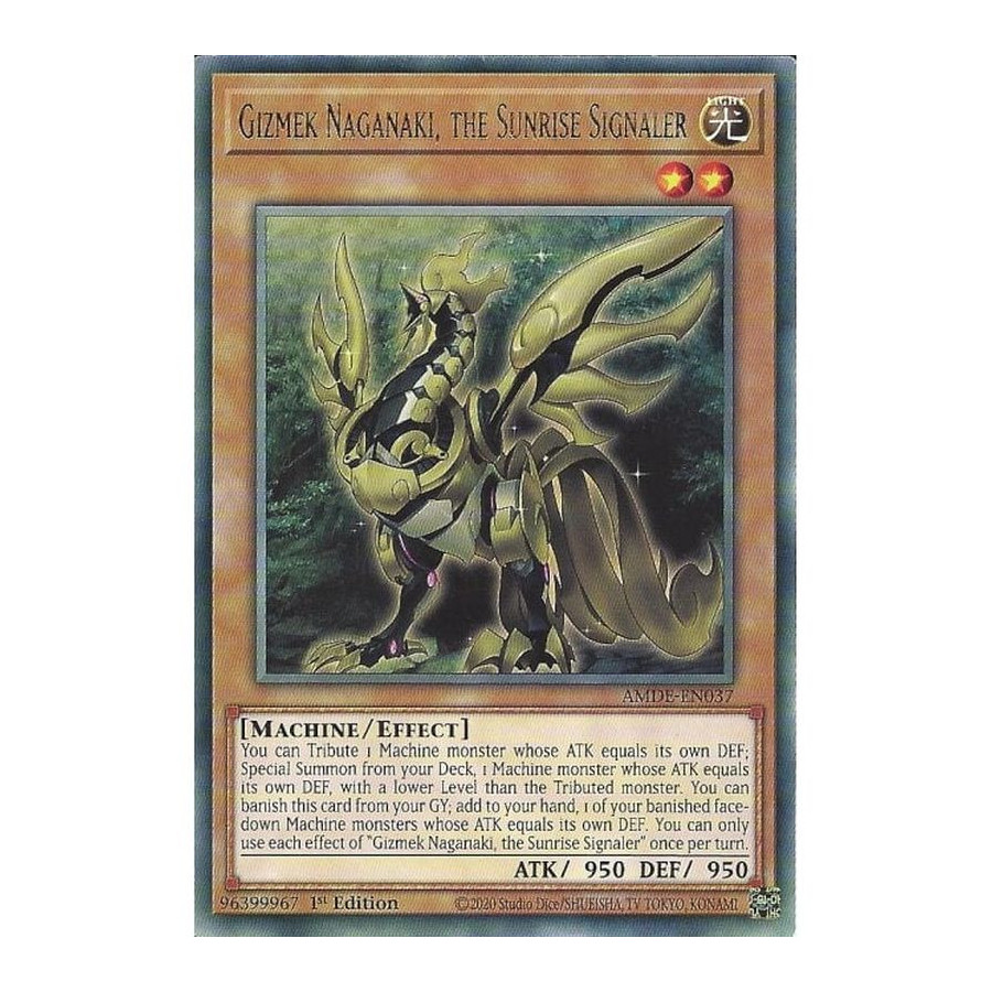 Yu-Gi-Oh TCG AMDE-EN037 R Gizmek Naganaki, the Sunrise Signaler Amazing Defenders