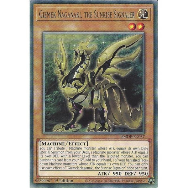 Yu-Gi-Oh TCG AMDE-EN037 R Gizmek Naganaki, the Sunrise Signaler Amazing Defenders