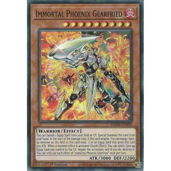 Yu-Gi-Oh TCG AMDE-EN049 SR Immortal Phoenix Gearfried Amazing Defenders