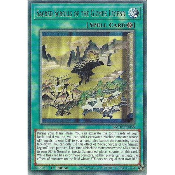 Yu-Gi-Oh TCG AMDE-EN058 R Sacred Scrolls of the Gizmek Legend Amazing Defenders