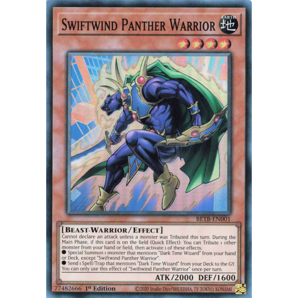 Yu-Gi-Oh TCG BETB-EN001 SR Swiftwind Panther Warrior Beyond the Brave