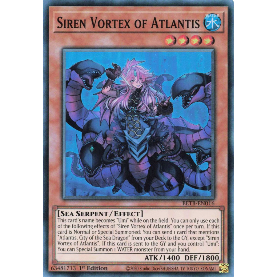 Yu-Gi-Oh TCG BETB-EN016 SR Siren Vortex of Atlantis Beyond the Brave