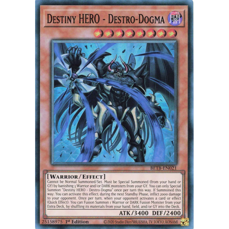 Yu-Gi-Oh TCG BETB-EN021 SR Destiny HERO - Destro-Dogma Beyond the Brave