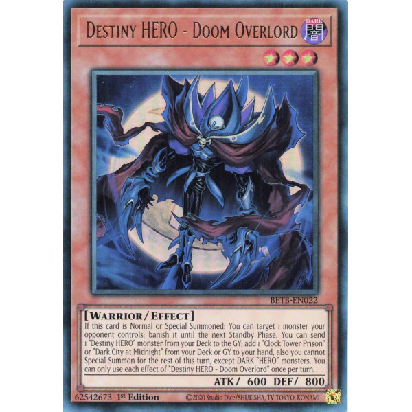 Yu-Gi-Oh TCG BETB-EN022 UR Destiny HERO - Doom Overlord Beyond the Brave