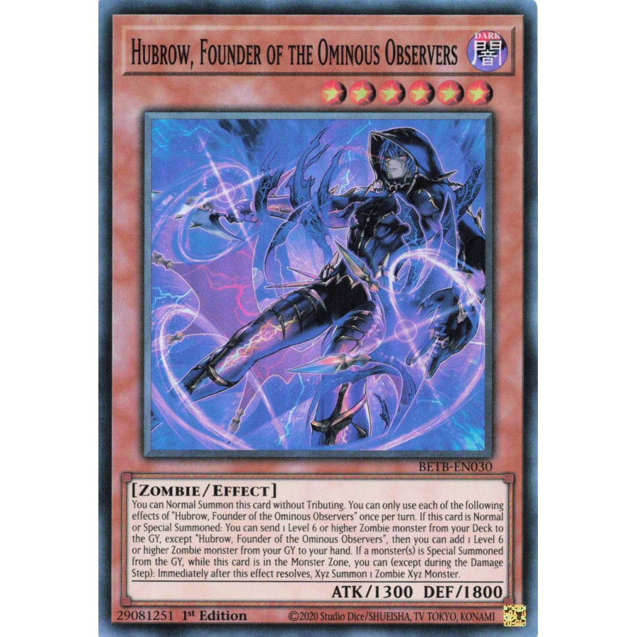 Yu-Gi-Oh TCG BETB-EN030 SR Hubrow, Founder of the Ominous Observers Beyond the Brave