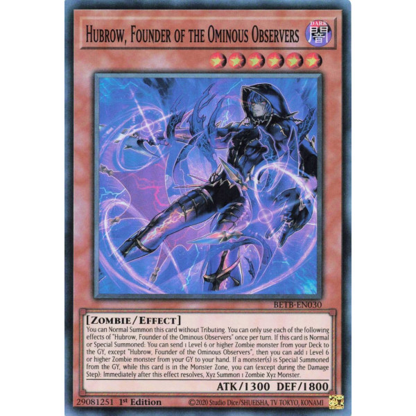 Yu-Gi-Oh TCG BETB-EN030 SR Hubrow, Founder of the Ominous Observers Beyond the Brave