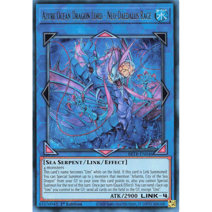 Yu-Gi-Oh TCG BETB-EN046 UR Azure Ocean Dragon Lord - Neo-Daedalus Rage Beyond the Brave