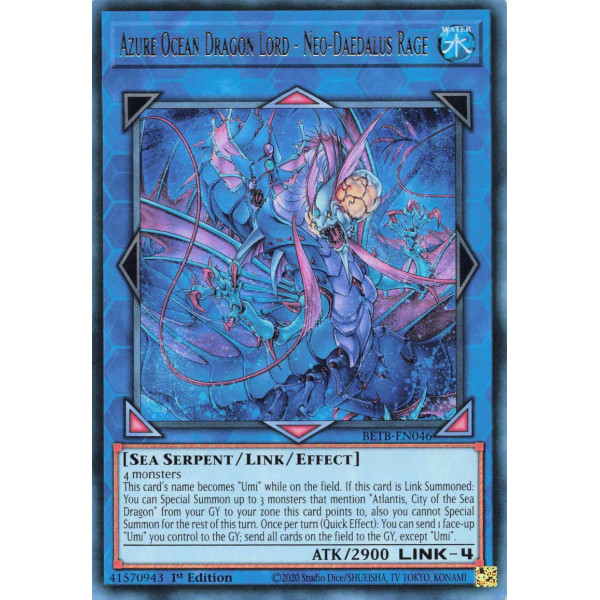 Yu-Gi-Oh TCG BETB-EN046 UR Azure Ocean Dragon Lord - Neo-Daedalus Rage Beyond the Brave