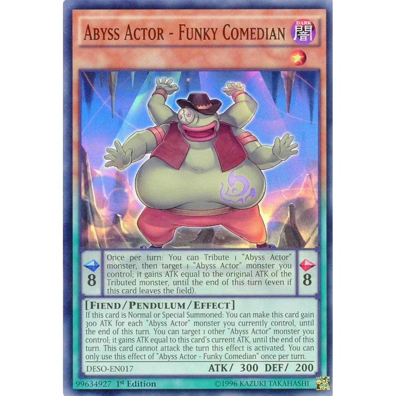 Super Rare DESO-EN017 Abyss Actor Funky Comedian 1st Edition