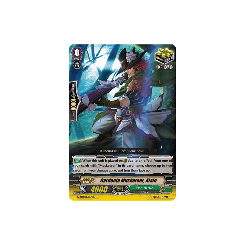 Vanguard_TCG_card_G-BT02_102EN_C_Gardenia_Musketeer_Alain_Soaring_Ascent_of_Gale_Blossom