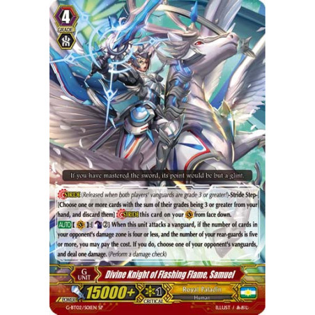 Vanguard_TCG_card_G-BT02_S01EN_SP_Divine_Knight_of_Flashing_Flame_Samuel_Soaring_Ascent_of_Gale_Blossom