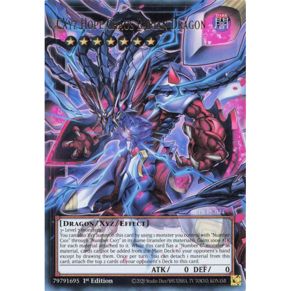 Yu-Gi-Oh TCG BETB-EN044 UR (EA) CXyz Hope Chaos Barian Dragon (extended art) Beyond the Brave