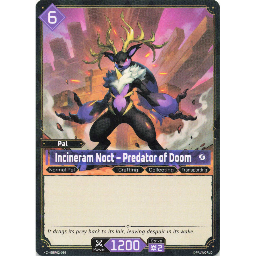 Palworld TCG EBP02-086 C Incineram Noct – Predator of Doom Legends Awaken
