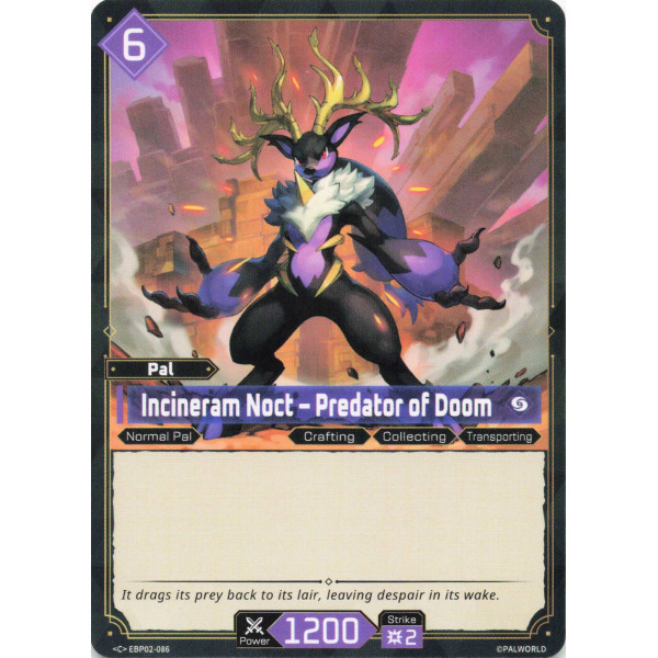 Palworld TCG EBP02-086 C Incineram Noct – Predator of Doom Legends Awaken