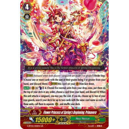 Vanguard_TCG_card_G-BT02_001EN_GR_Flower_Princess_of_Spring_s_Beginning_Primavera_Soaring_Ascent_of_Gale_Blossom