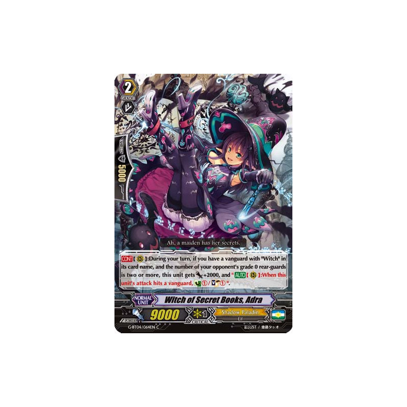 Vanguard_TCG_card_G-BT04_064EN_C_Witch_of_Secret_Books_Adra_Soul_Strike_Against_The_Supreme