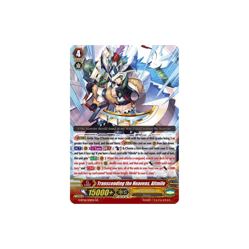Vanguard_TCG_card_G-BT06_001EN_GR_Transcending_the_Heavens_Altmile_Transcension_of_Blade_and_Blossom
