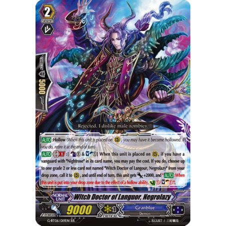 Vanguard_TCG_card_G-BT06_019EN_RR_Witch_Doctor_of_Languor_Negrolazy_Transcension_of_Blade_and_Blossom