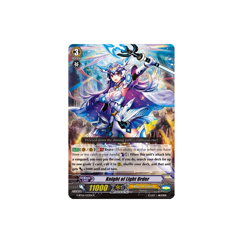 Vanguard_TCG_card_G-BT06_023EN_R_Knight_of_Light_Order_Transcension_of_Blade_and_Blossom