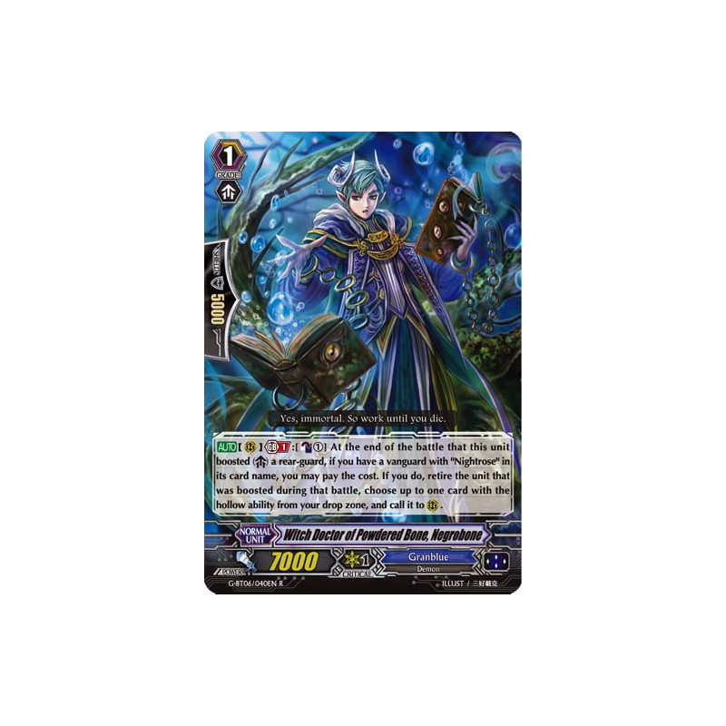 Vanguard_TCG_card_G-BT06_040EN_R_Witch_Doctor_of_Powdered_Bone_Negrobone_Transcension_of_Blade_and_Blossom