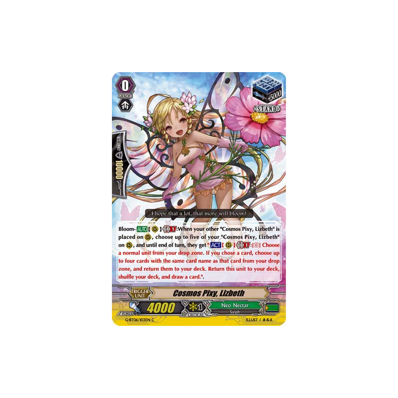 Vanguard_TCG_card_G-BT06_103EN_C_Cosmos_Pixy_Lizbeth_Transcension_of_Blade_and_Blossom