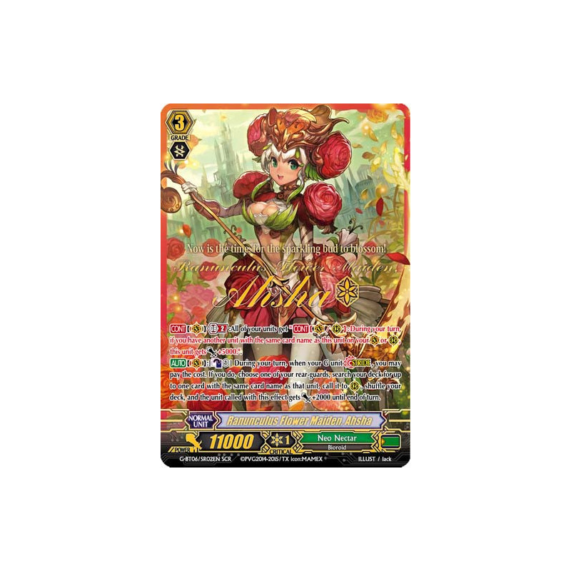 Vanguard_TCG_card_G-BT06_SR02EN_SR_Ranunculus_Flower_Maiden_Ahsha_Transcension_of_Blade_and_Blossom