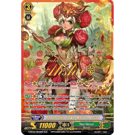Vanguard_TCG_card_G-BT06_SR02EN_SR_Ranunculus_Flower_Maiden_Ahsha_Transcension_of_Blade_and_Blossom