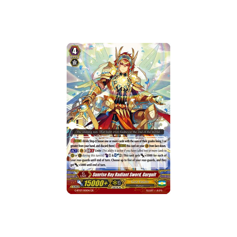 Vanguard_TCG_card_G-BT07_001EN_GR_Sunrise_Ray_Radiant_Sword_Gurguit_Glorious_Bravery_of_Radiant_Sword