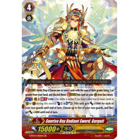 Vanguard_TCG_card_G-BT07_001EN_GR_Sunrise_Ray_Radiant_Sword_Gurguit_Glorious_Bravery_of_Radiant_Sword