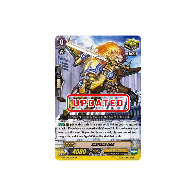 Vanguard_TCG_card_G-BT07_015EN_RR_Scarface_Lion_Glorious_Bravery_of_Radiant_Sword