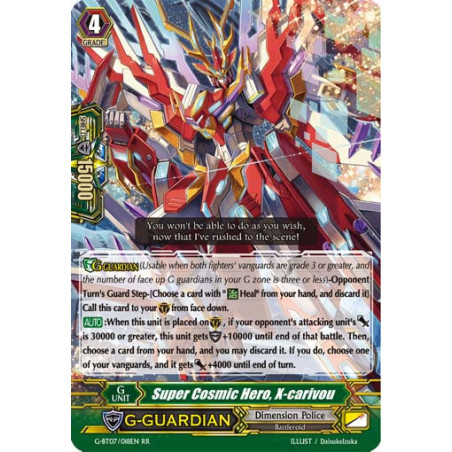 Vanguard_TCG_card_G-BT07_018EN_RR_Super_Cosmic_Hero_X-carivou_Glorious_Bravery_of_Radiant_Sword
