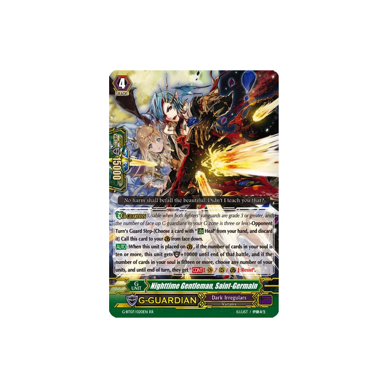 Vanguard_TCG_card_G-BT07_020EN_RR_Nighttime_Gentleman_Saint-Germain_Glorious_Bravery_of_Radiant_Sword