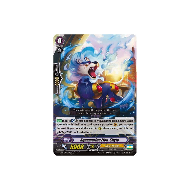 Vanguard_TCG_card_G-BT07_059EN_C_Aquamarine_Lion_Shyte_Glorious_Bravery_of_Radiant_Sword