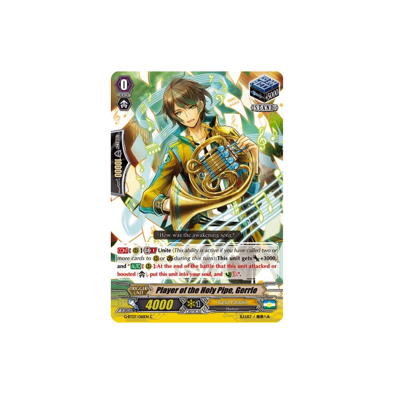Vanguard_TCG_card_G-BT07_061EN_C_Player_of_the_Holy_Pipe_Gerrie_Glorious_Bravery_of_Radiant_Sword