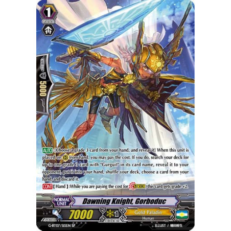Vanguard_TCG_card_G-BT07_S15EN_SR_Dawning_Knight_Gorboduc_Glorious_Bravery_of_Radiant_Sword