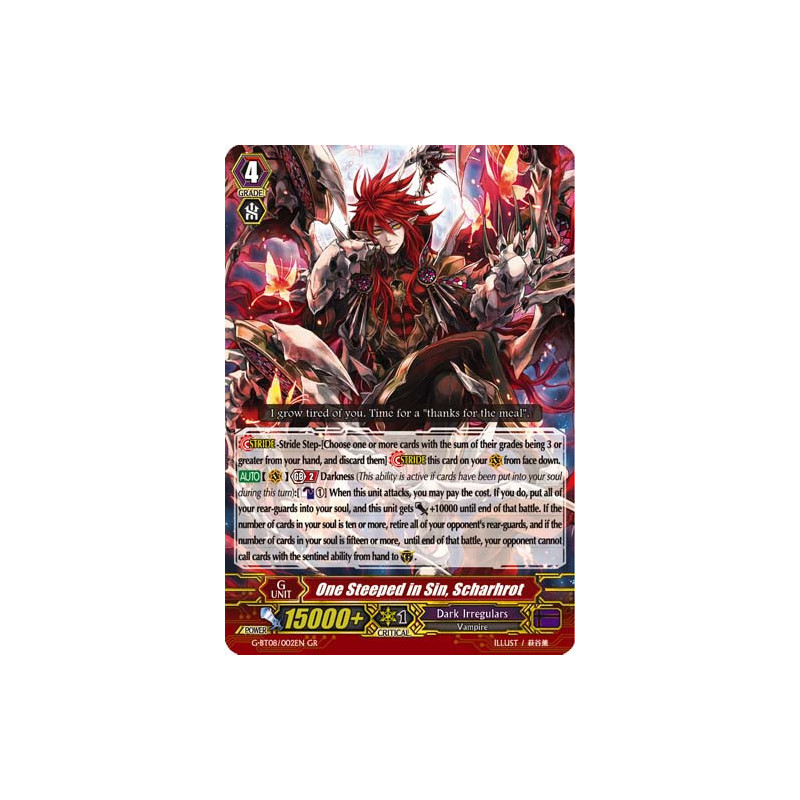 Vanguard_TCG_card_G-BT08_002EN_GR_One_Steeped_in_Sin_Scharhrot_Absolute_Judgment