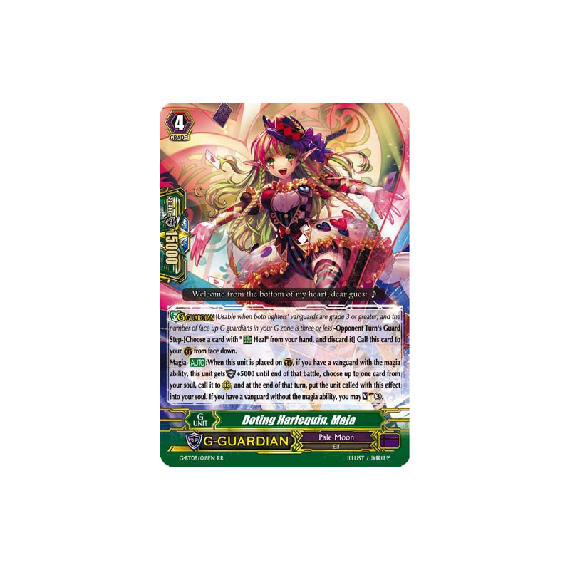 Vanguard_TCG_card_G-BT08_018EN_RR_Doting_Harlequin_Maja_Absolute_Judgment