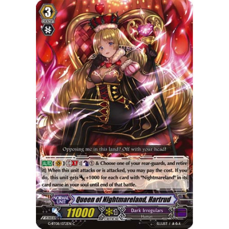 Vanguard_TCG_card_G-BT08_072EN_C_Queen_of_Nightmareland_Hartrud_Absolute_Judgment